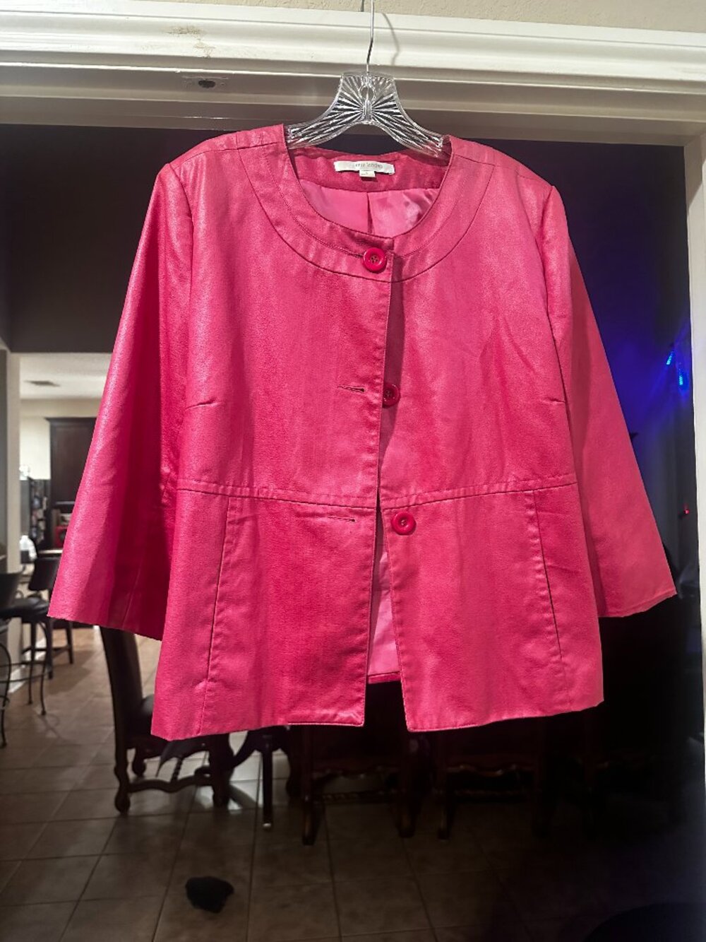 Erin London Pink Satin Shantung Jacket Womens Dressy Occasion Blazer